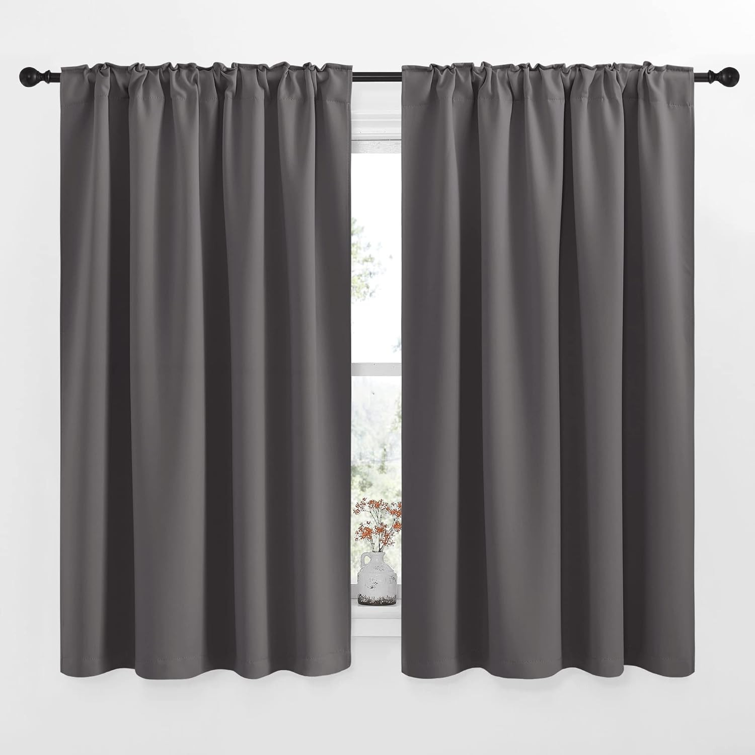 Blackout Curtain Panels for Living Room – (Grey Color) 52×54 inch, 2 Panels Set,