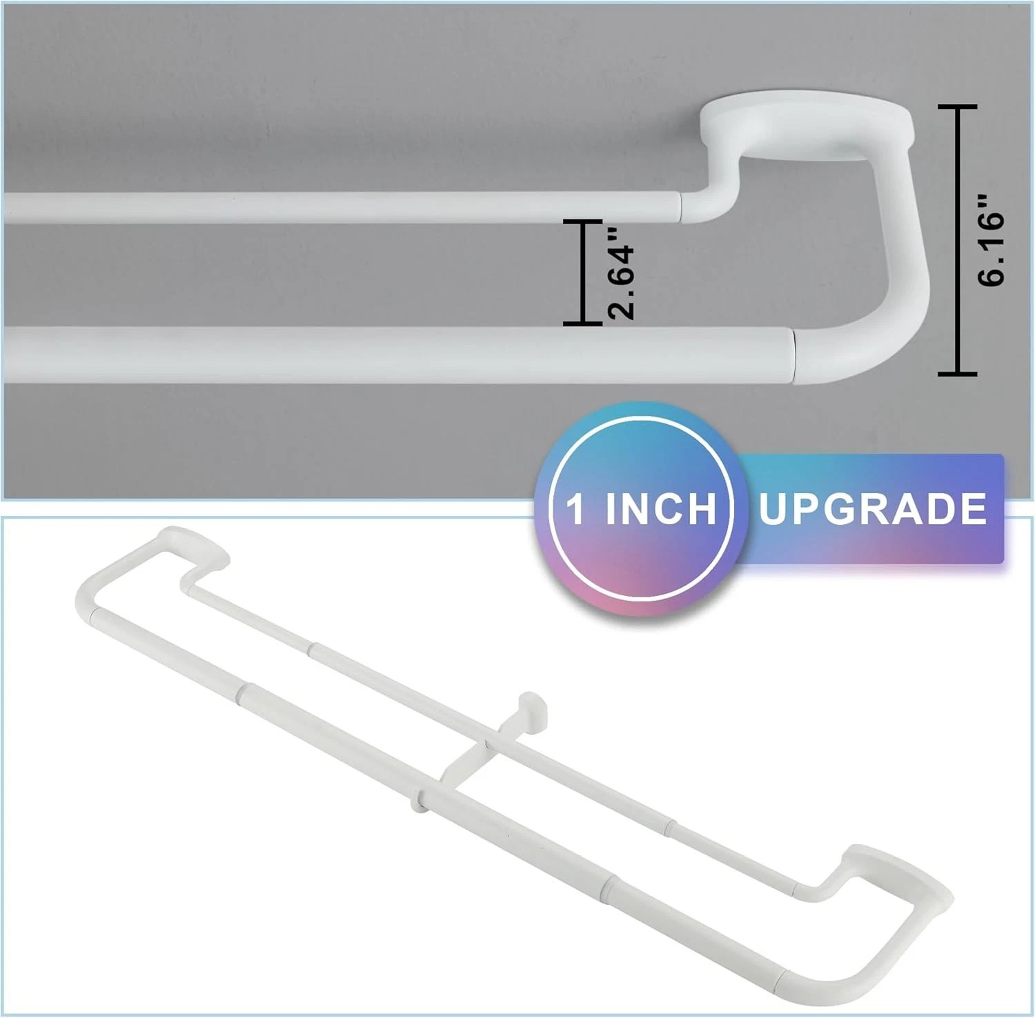 Matte White Double Wrap Around Curtain Rod for Windows 72-144 Inches w/Brackets