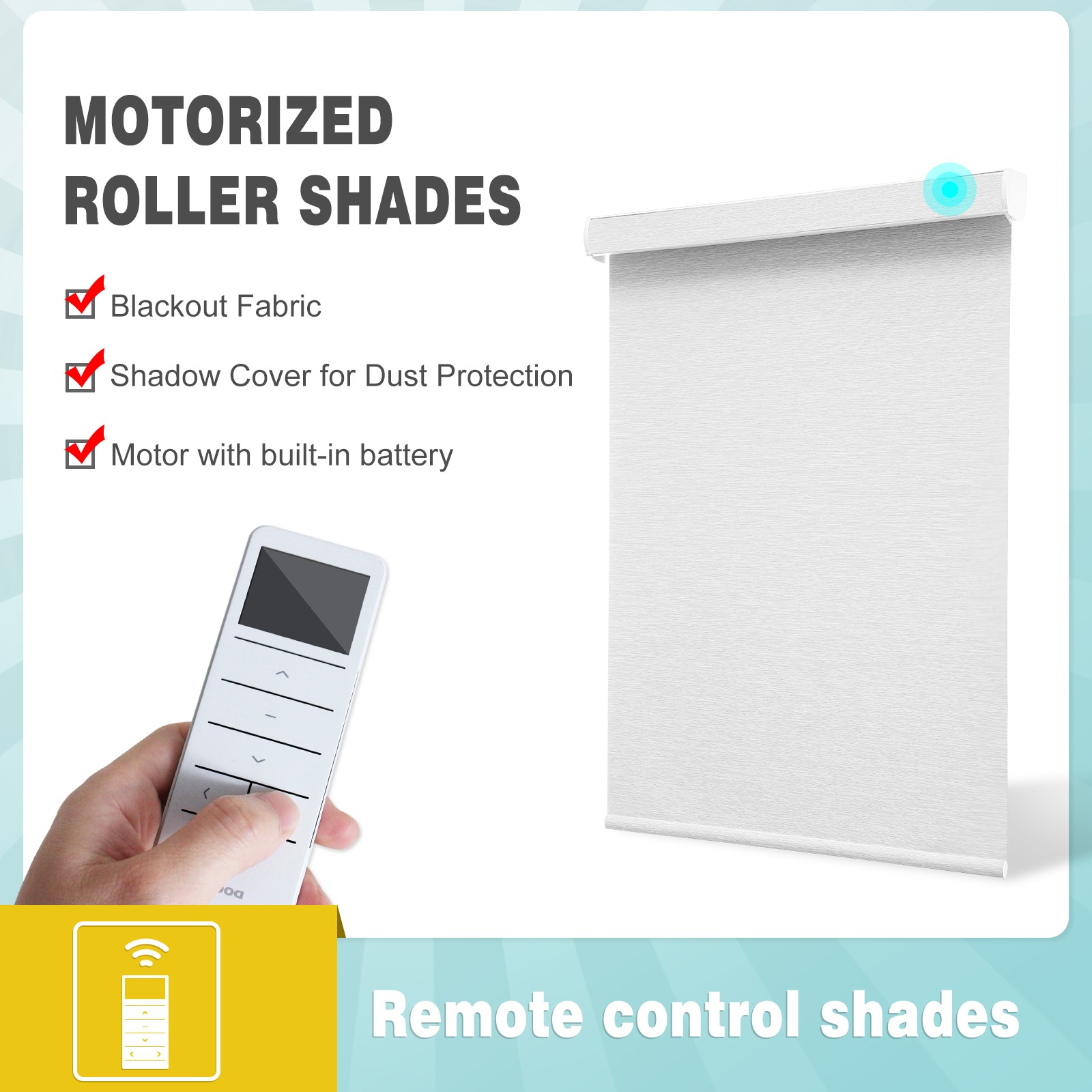 Changshade CUSTOM Electric Roller Shade Motorized 100% Blackout Window Blind