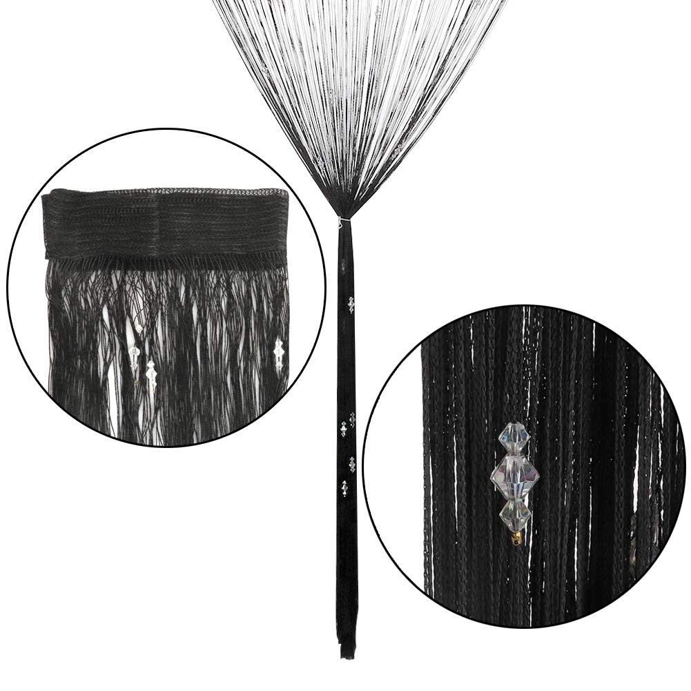 GREENWISH String Curtains Black Beads Curtains Doorway Tassel Curtain Thread …