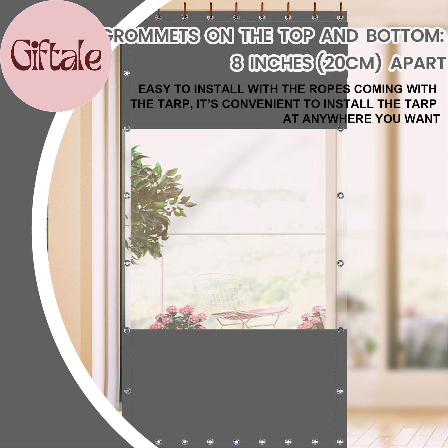 20 Oz Outdoor Vinyl Curtain, Outdoor Clear Panel Curtain, Weather Resistant Outd