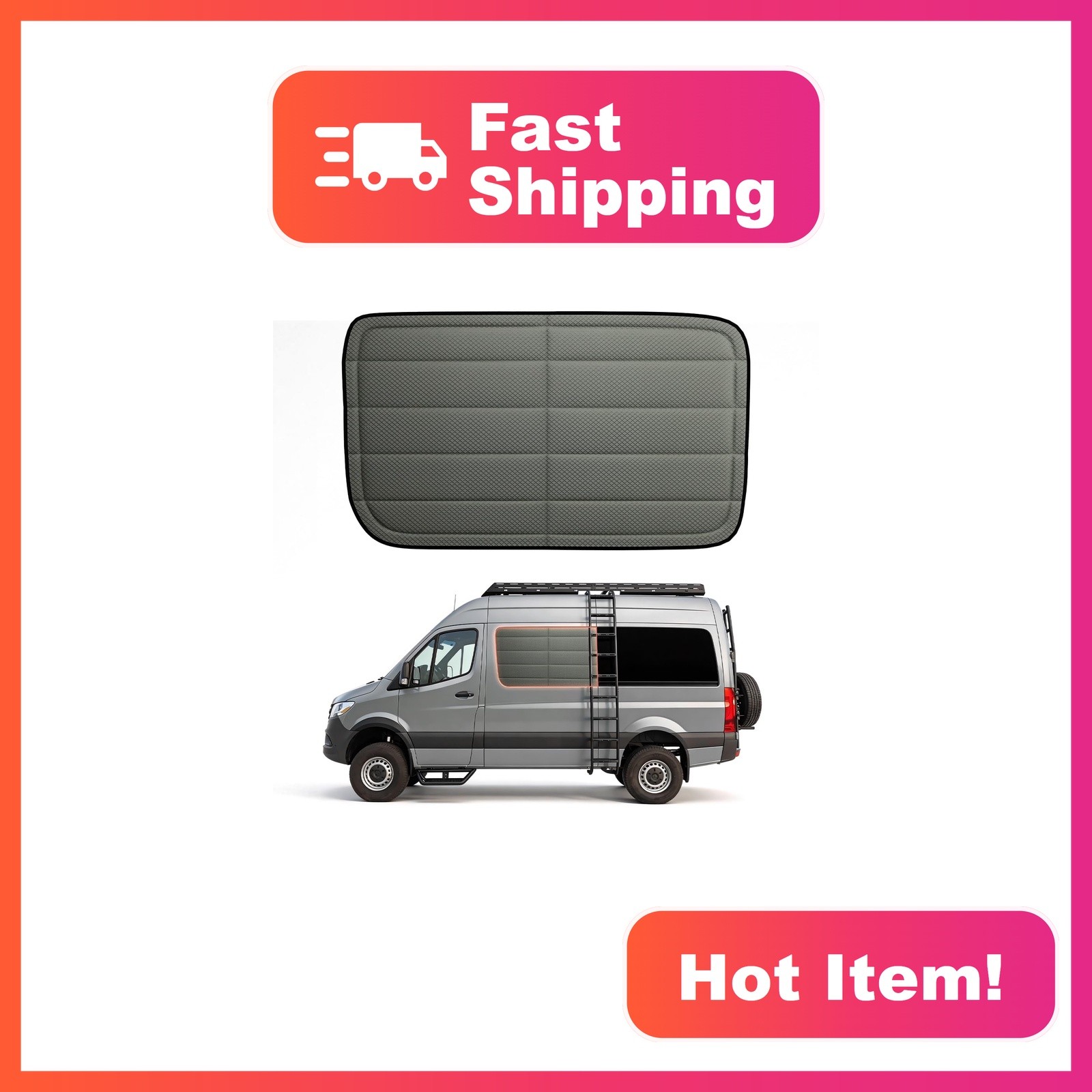 VANNCAMP Sprinter Crew Window Cover Gray Pro Magnetic