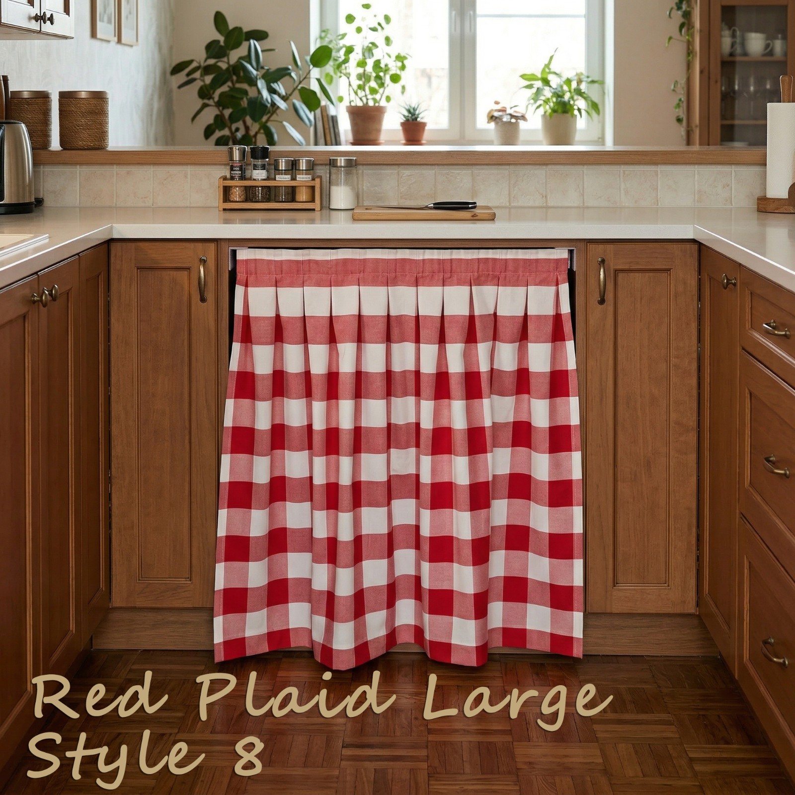 No Drill Hook and Loop Curtain Cabinet Kitchen Cafe Curtain Stick On Cotton