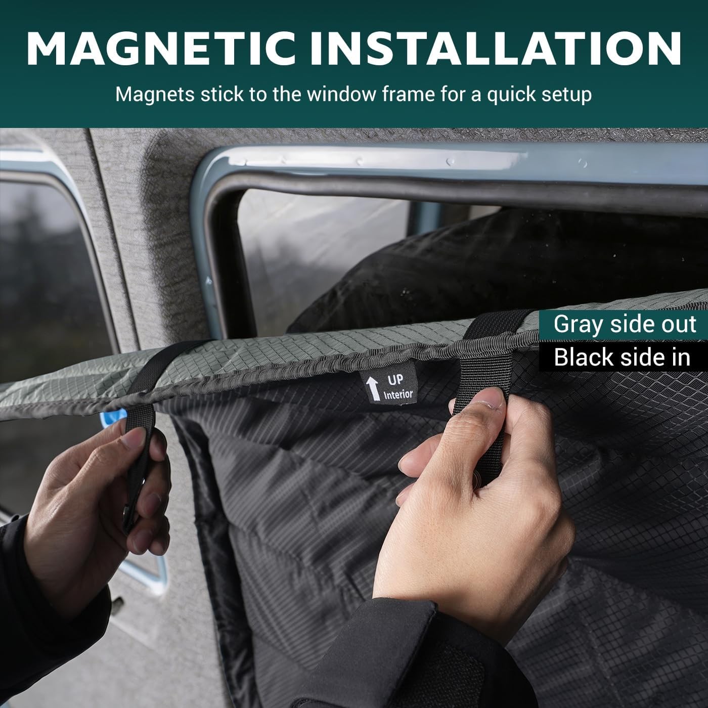 VANNCAMP Sprinter Crew Window Cover Gray Pro Magnetic