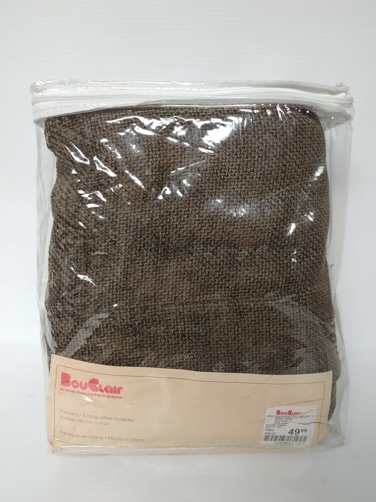 BOUCLAIR Woven Invisible Tab Top Curtain Brown 137x213cm – NIB