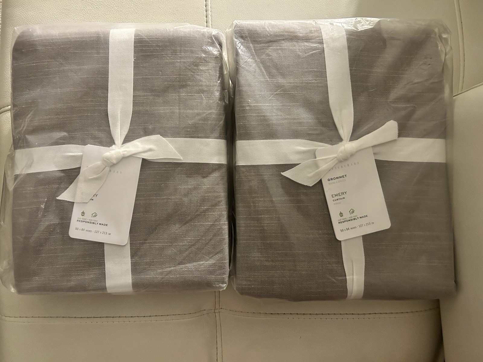 Pottery Barn Emery Grommet 50x84in Cotton Lined Curtain – Flagstone – 2 Panels