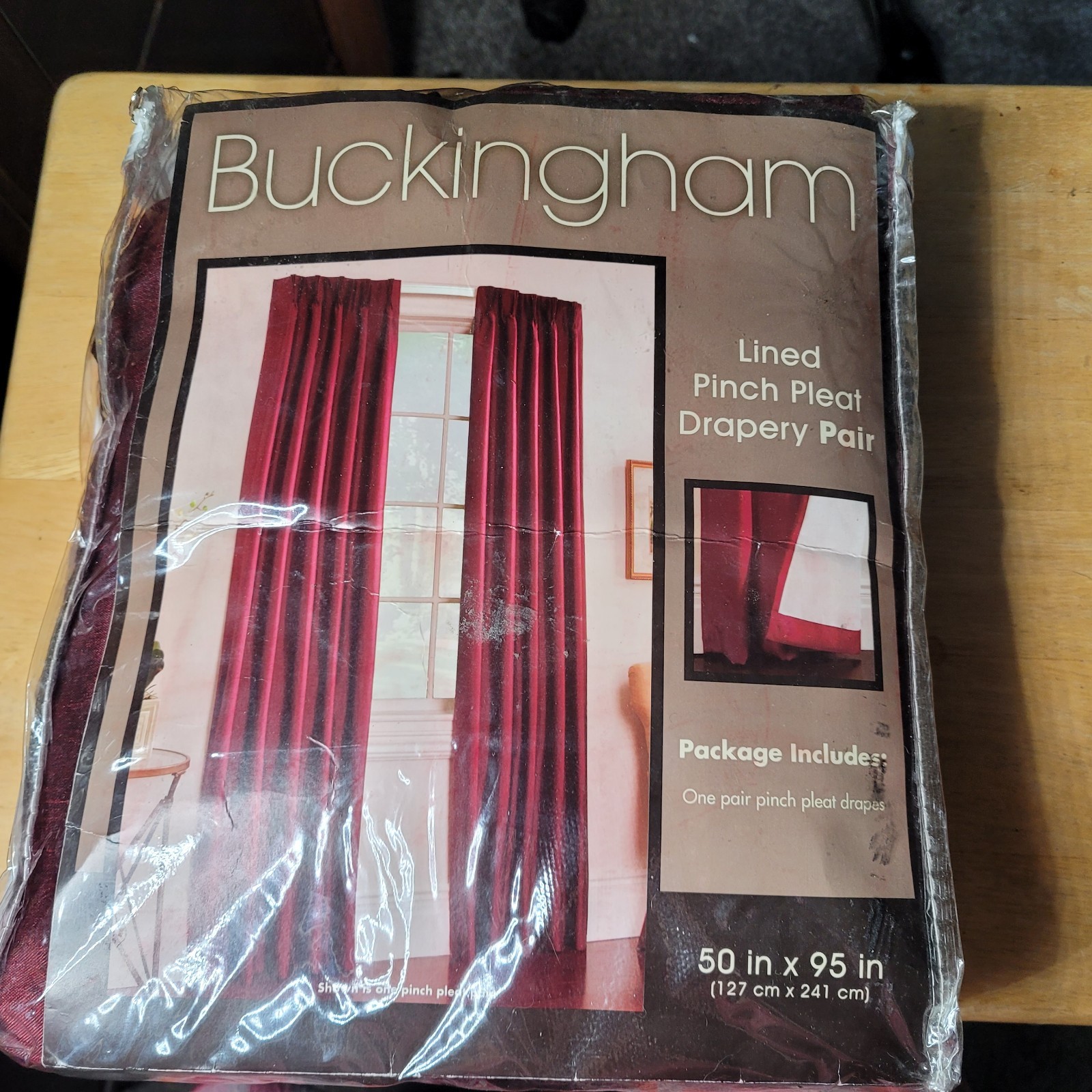Buckingham 50″ X 95″ PINCH PLEAT DRAPES PANEL LINEN Burgandy