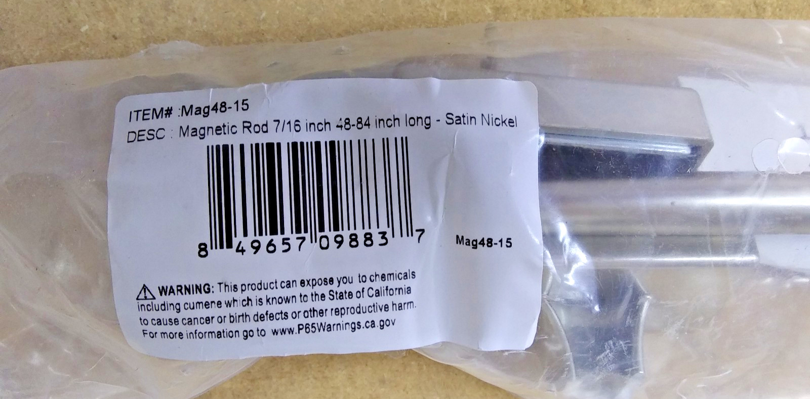 Rod Desyne 7/16 in Magnetic Rod, 48-84 inch long, Satin Nickel