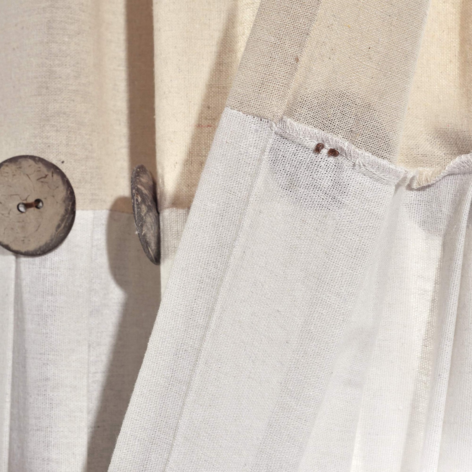 Linen Button Window Curtain Panel, Single, 40″ W x 45″ L, Linen – Country Cur…