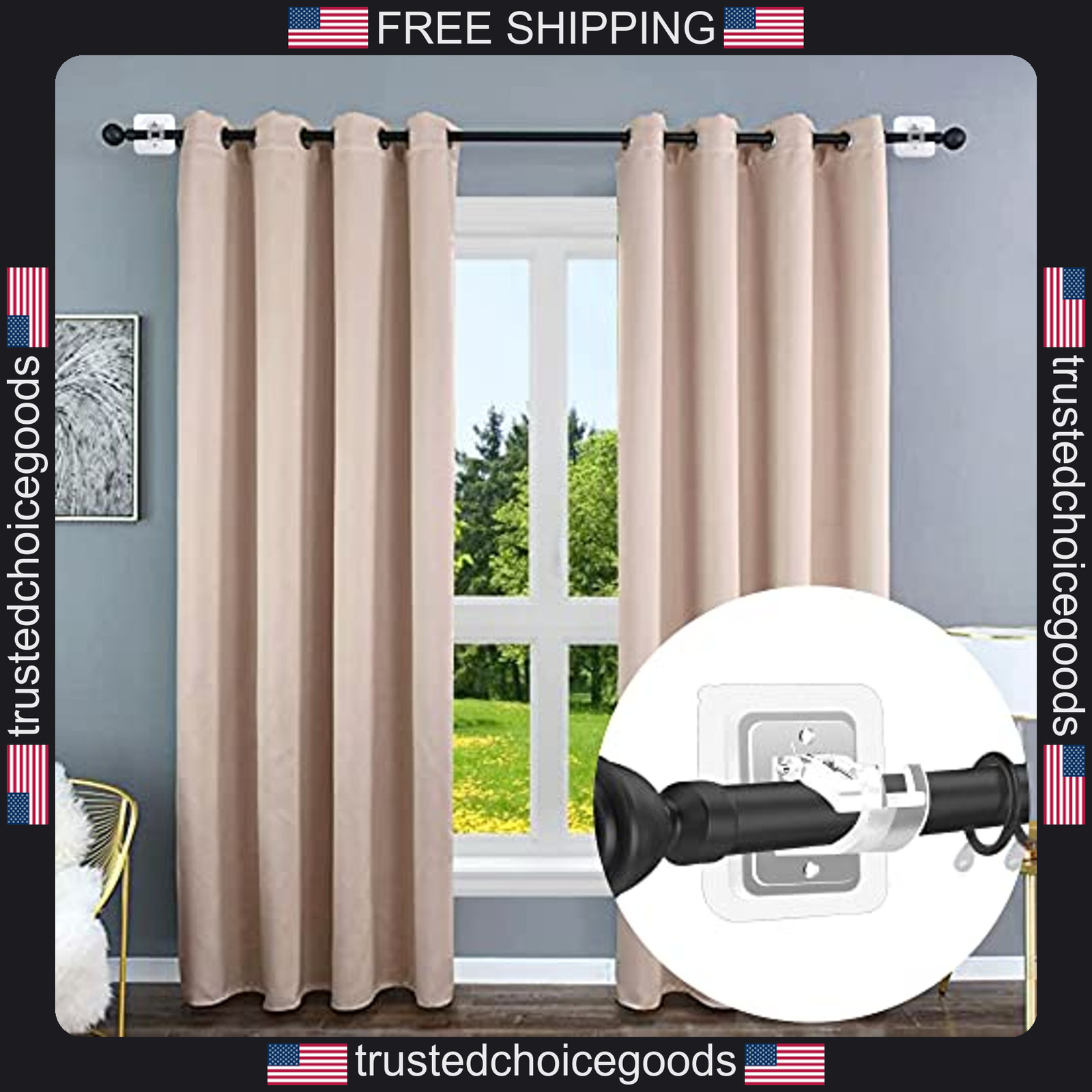 Codoule self-adhesive curtain rod brackets 8pcs transparent no drill hooks