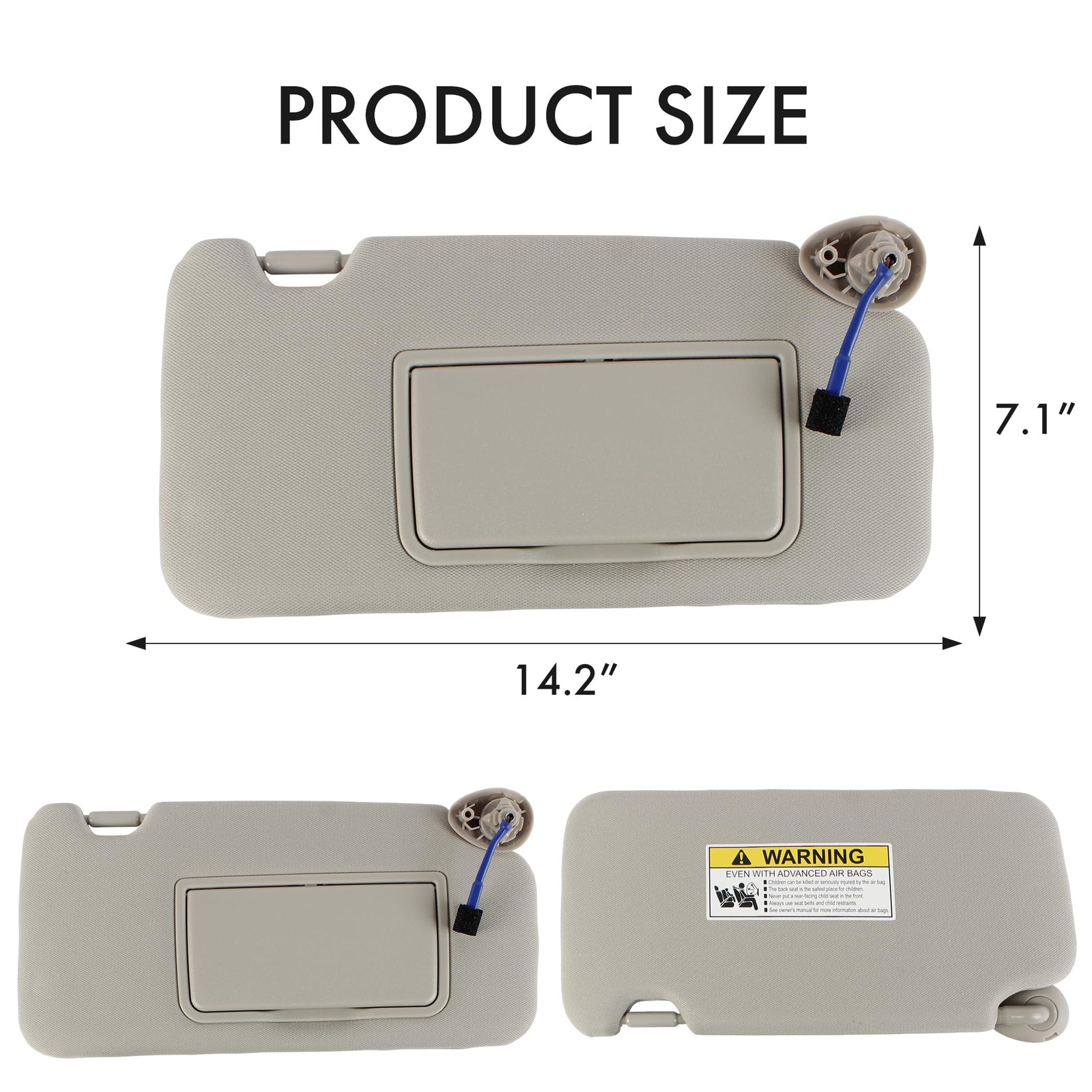 Sun Visor W/ Lights & Mirror RH Passenger Side Platinum Gray For Honda HR-V