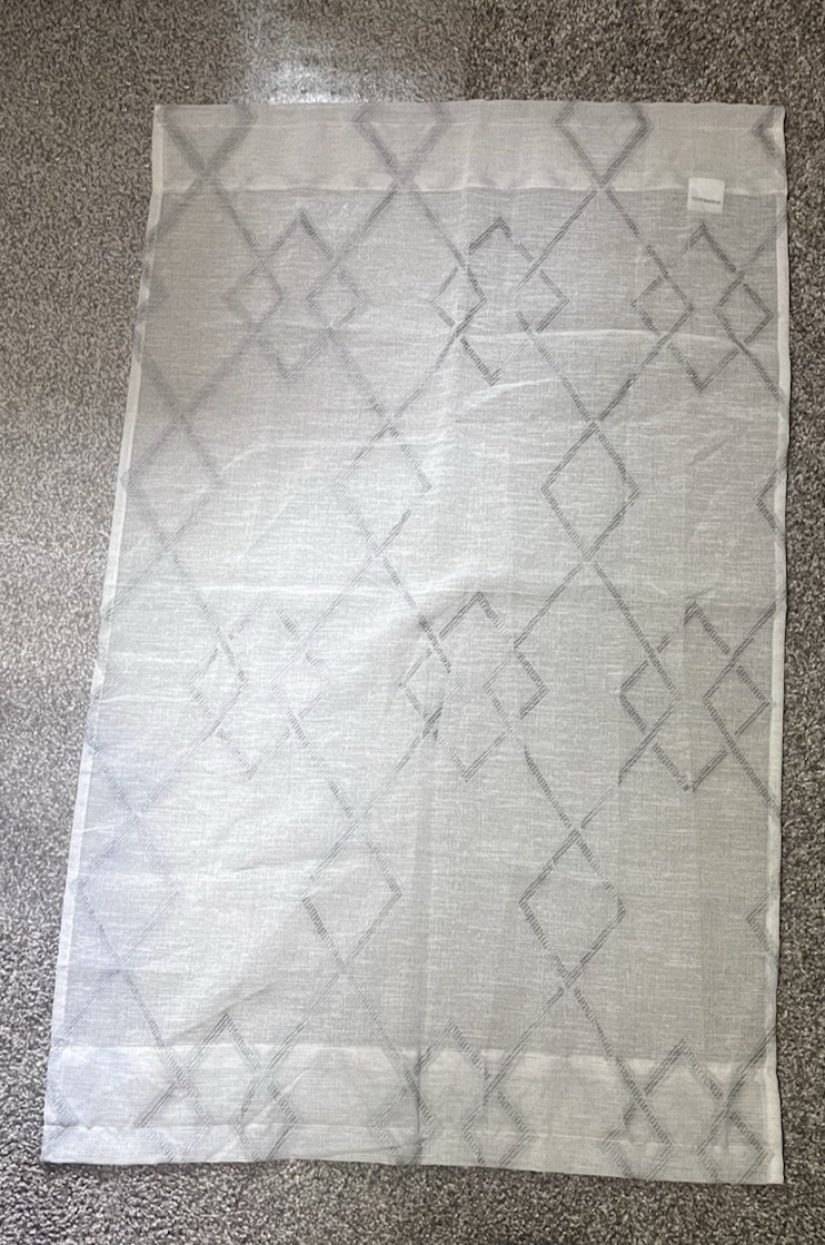 Napearl -Charcoal Triangles / Eggshell White- Semi-Sheer Door Curtain-40″ X 25″