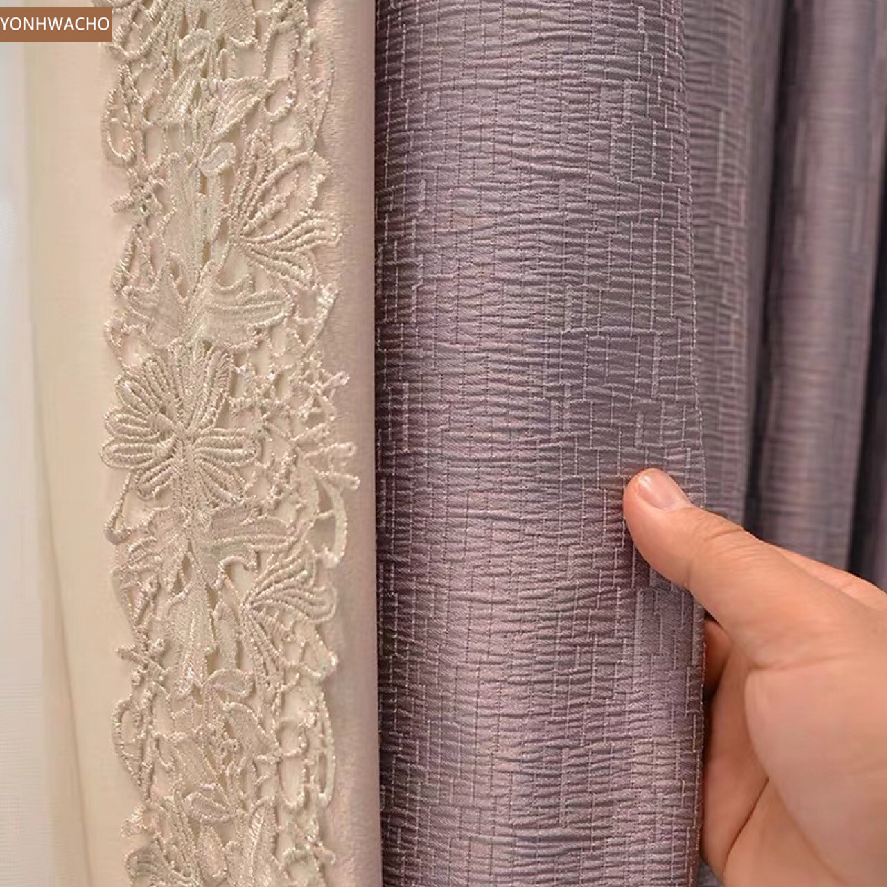 Custom luxury princess room purple cloth blackout curtain valance panel C693