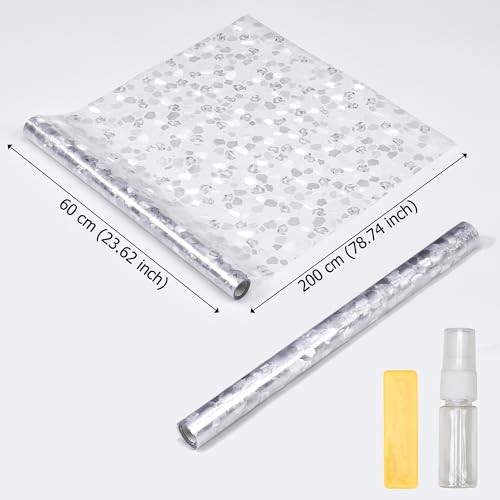 Window Privacy Film, 3D Prism Stone Static Clings Stained Glass 23.62″ x 78.74″