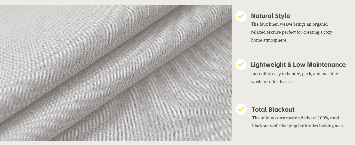 100% Blackout Self Adhesive Linen Curtain Drape, Greyish White, Guard Blinds No