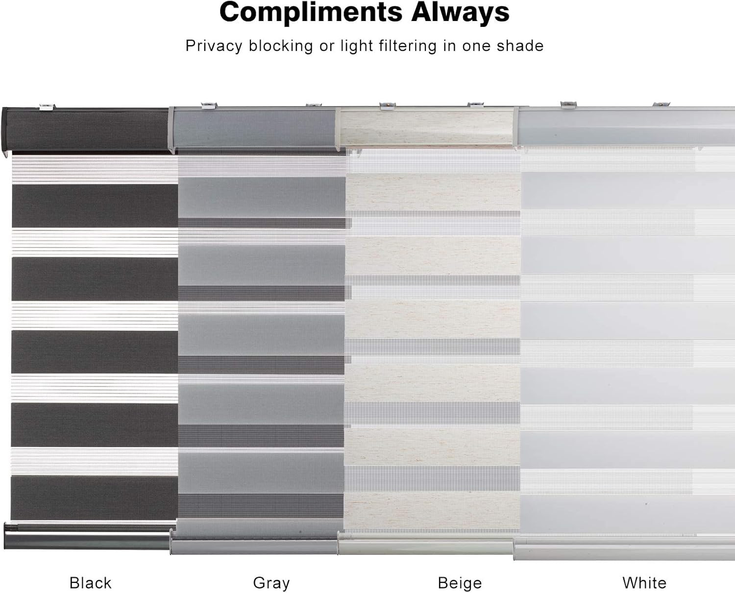 Cordless Zebra Blinds for Windows, Modern Dual Layer Zebra Blinds with Light Fil