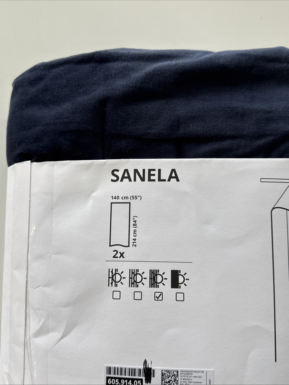 IKEA Sanela Velvet Curtains 2 Panels (1 pair) 100% Cotton Dark Blue 55″ x 84″