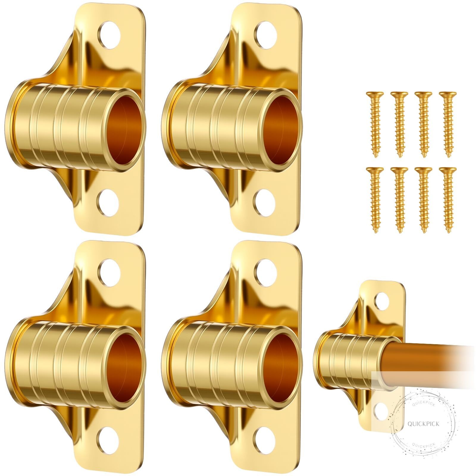 4 Pcs Outside Mount Curtain Rod Bracket 3/8″ Brass Bracket Set for 3/8″ Rodding