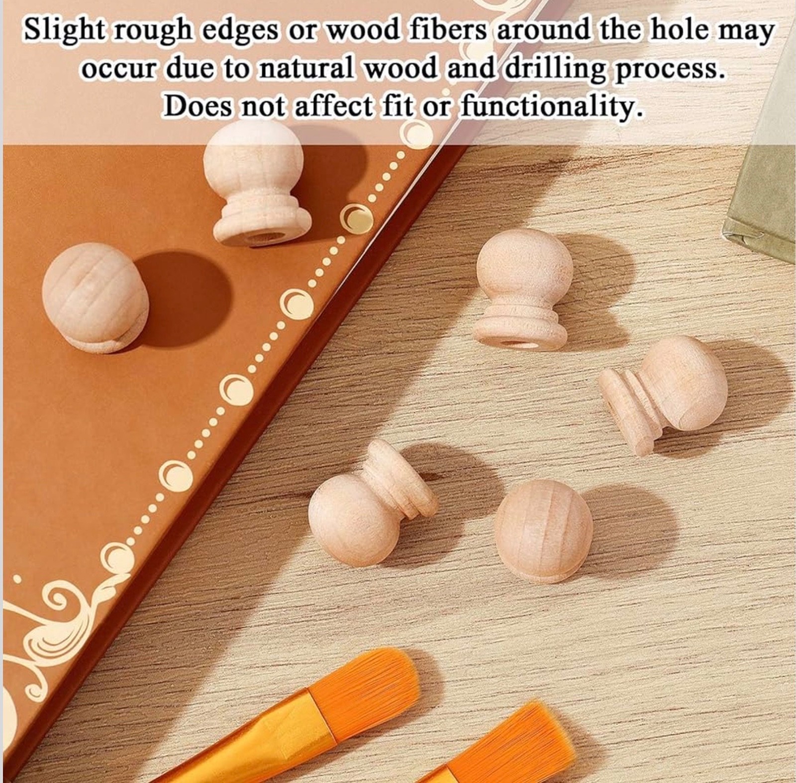 Pinkunn 150 Pcs Wood Finials Dowel Rods Caps 3/4 Inch Tall with 1/4 Inch Hole Un