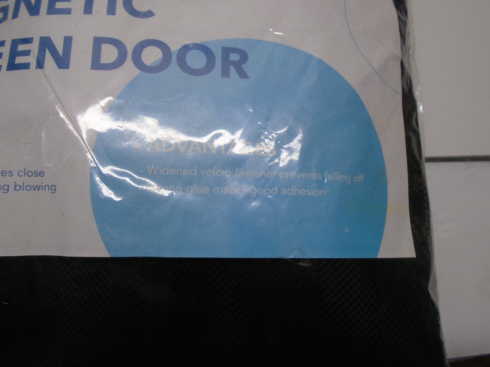 New In Package Magnetic Screen Door 36″ X 80″ Keep Bugs Out Black Fiberglass
