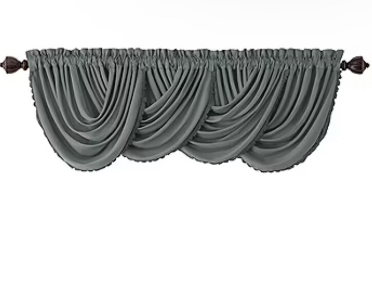 Waterfall Valance Rod Pocket, Dusty Blue Eirene Home Fashions All Seasons, 52×36