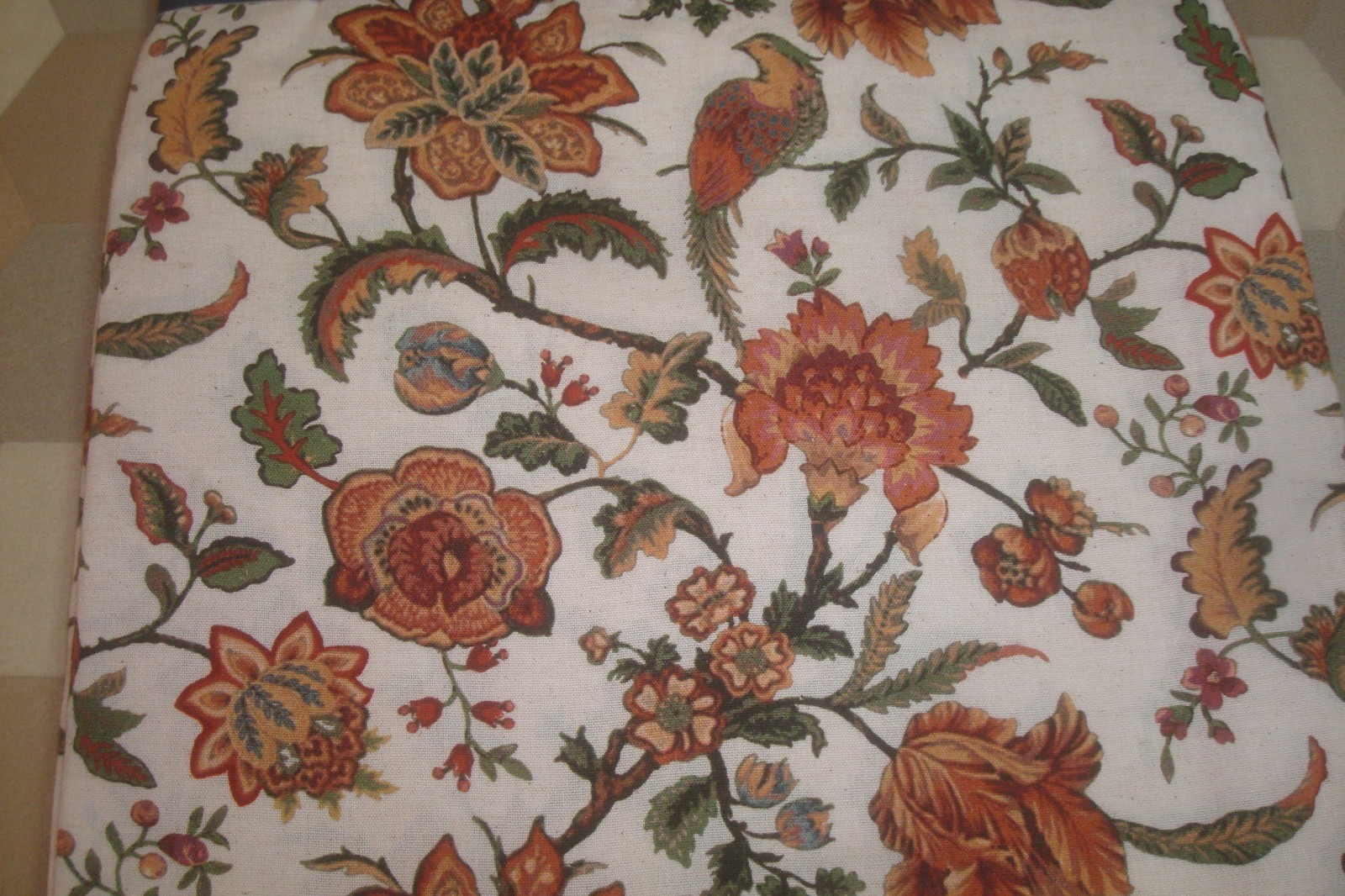 NWT Curated Kravet 2 pc Window Curtains Jacobean Birds Cotton Linen 50″ x 96″ lg