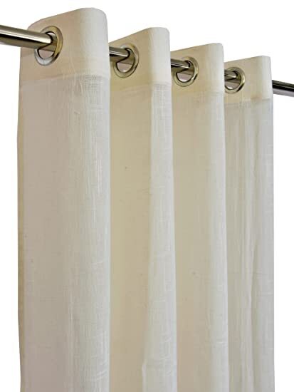 Linenweaves Cotton Linen Solid Window Curtain Set With Eyelet Rings 4.5ft x 5 ft