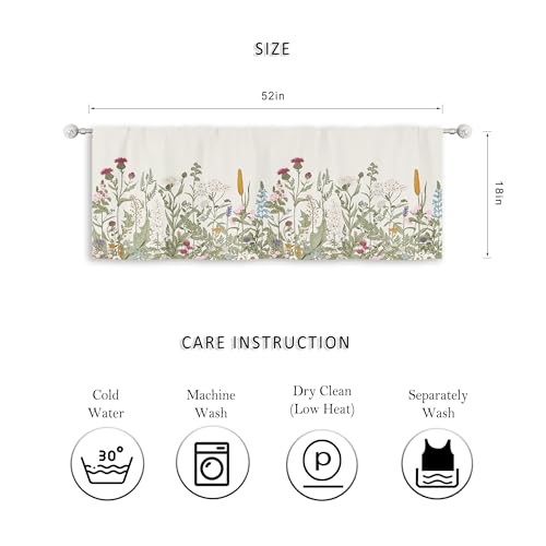 Rustic Flower Valances Curtains Rod 52″W x 18″L (Pack of 1) 01green Leaves