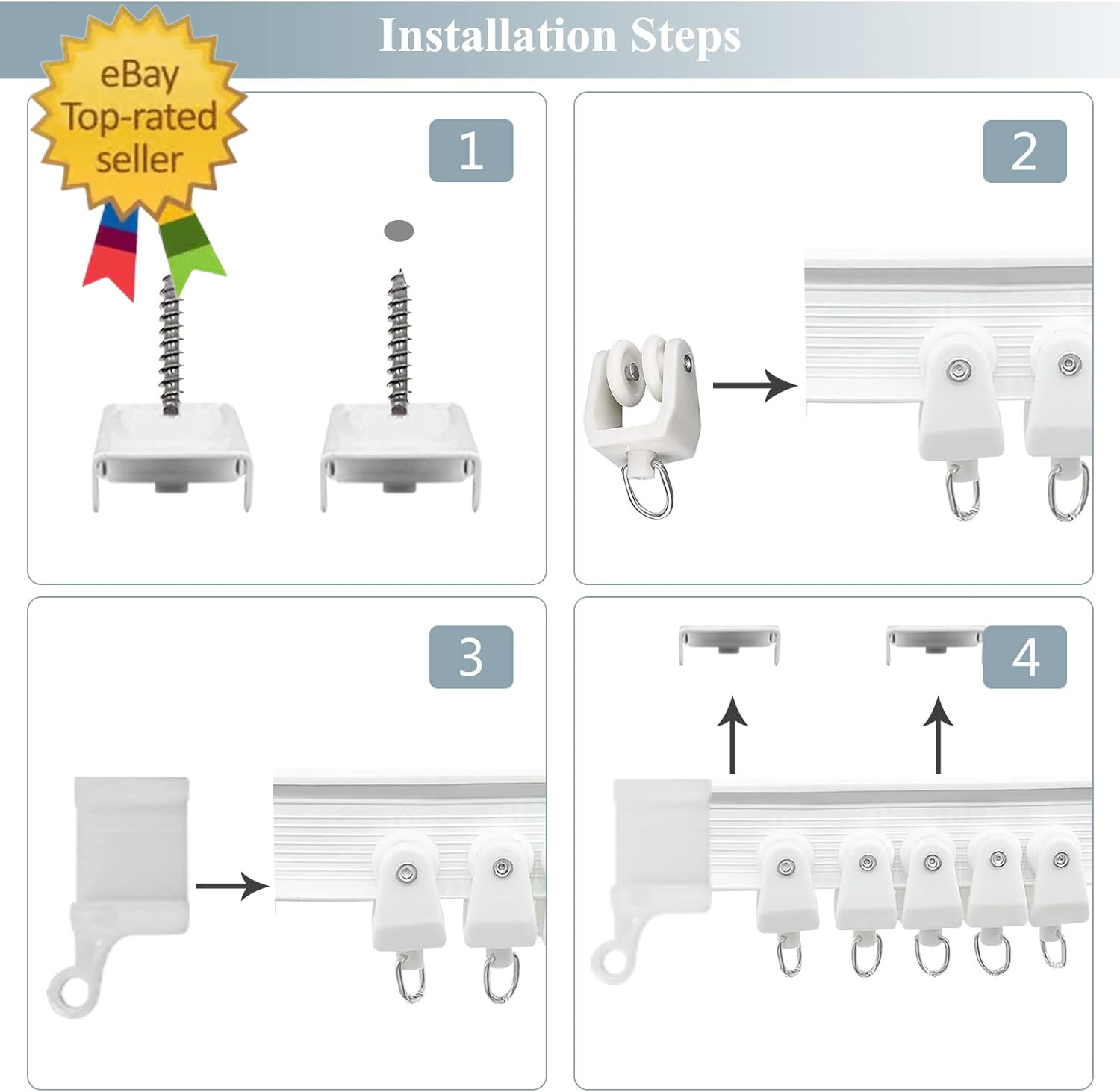 Ceiling Curtain Track, Flexible Bendable Curtain Rail System, 20Ft Wall Mount He