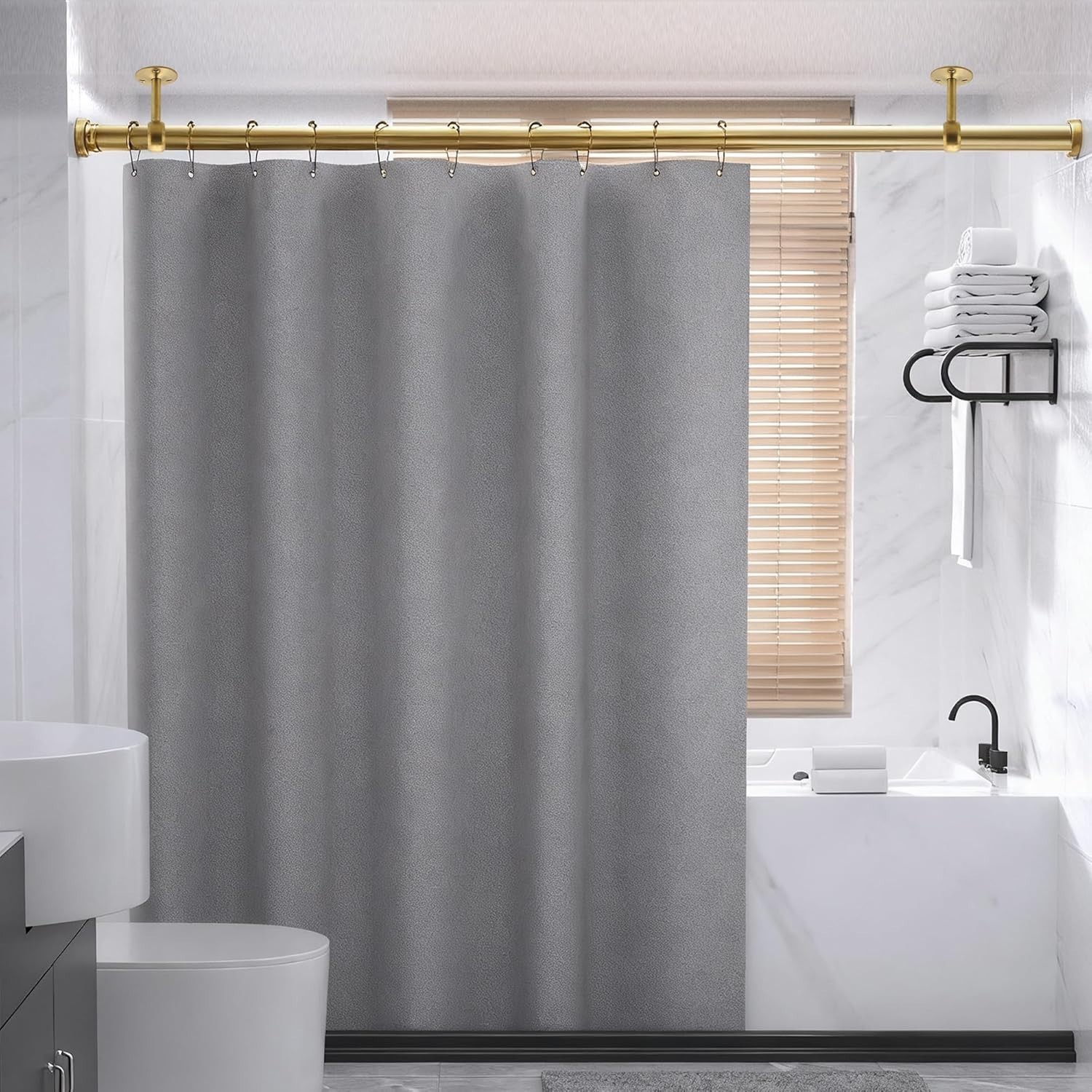 Stainless Steel Curtain Rod Holders with 3.35in Height and Gold Finish