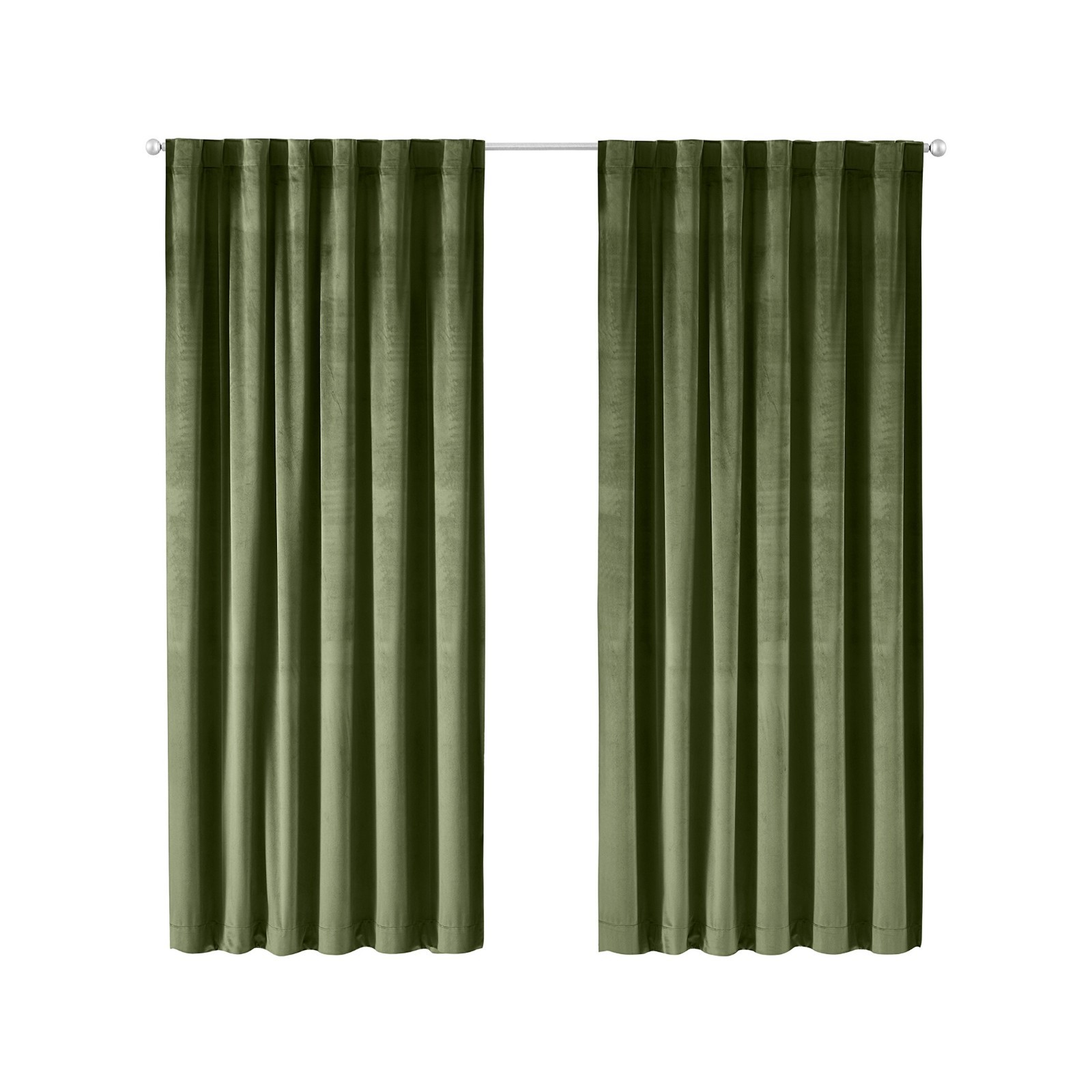 2 pack Dutch Velvet Solid 100% Blackout Single Curtain Panel, Green, 52″ Wx84″ L