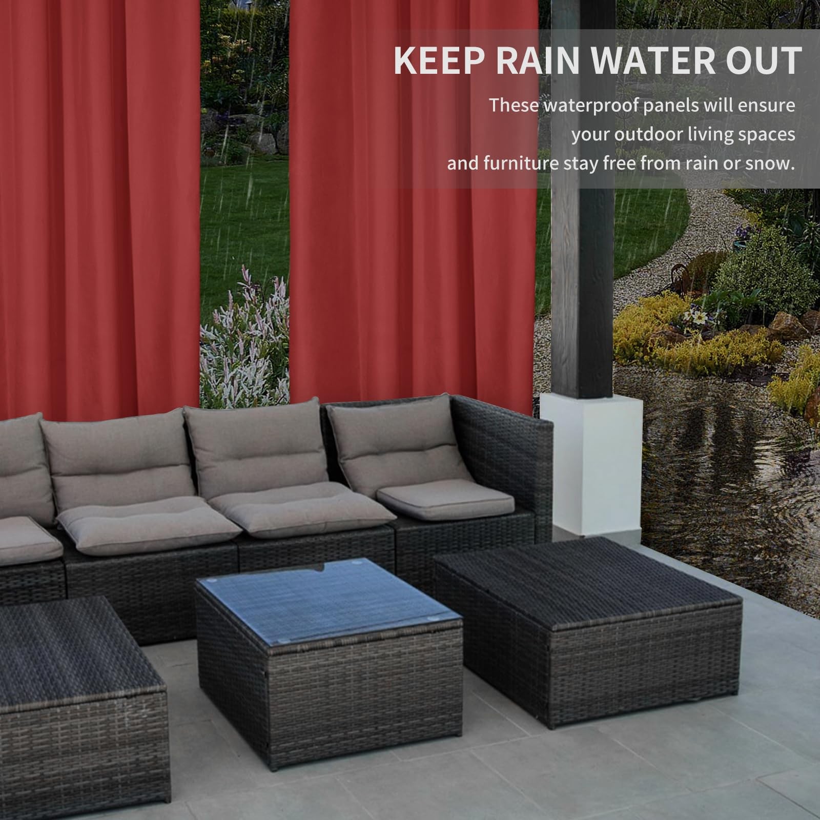100% Waterproof Outdoor Curtains Windproof Weatherproof Porch Curtains, Premi…