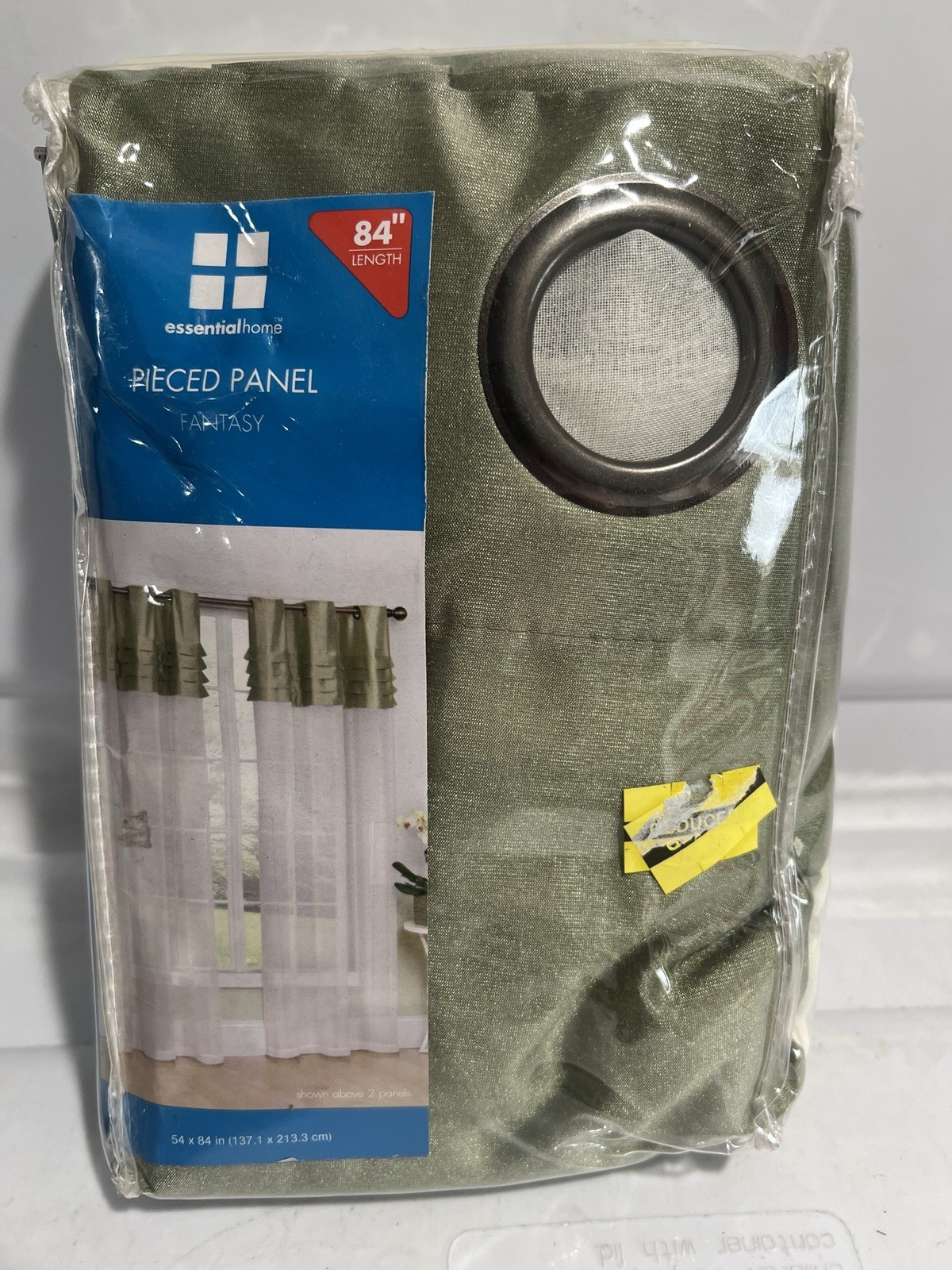 Essential Home Pieced Panel Fantasy Window Curtain Set – Sage 54×84″