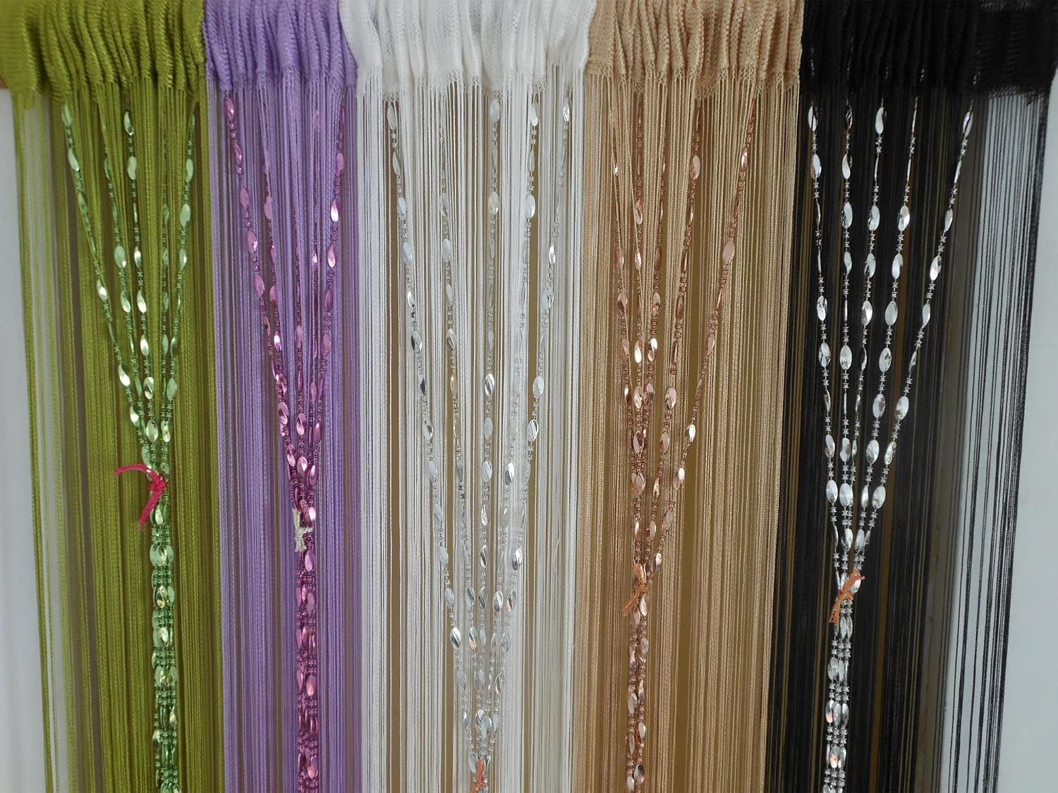 Art Deco Semi-Sheer Tassel Curtain in Champagne for Home Decor – 39.3” x 76.7”