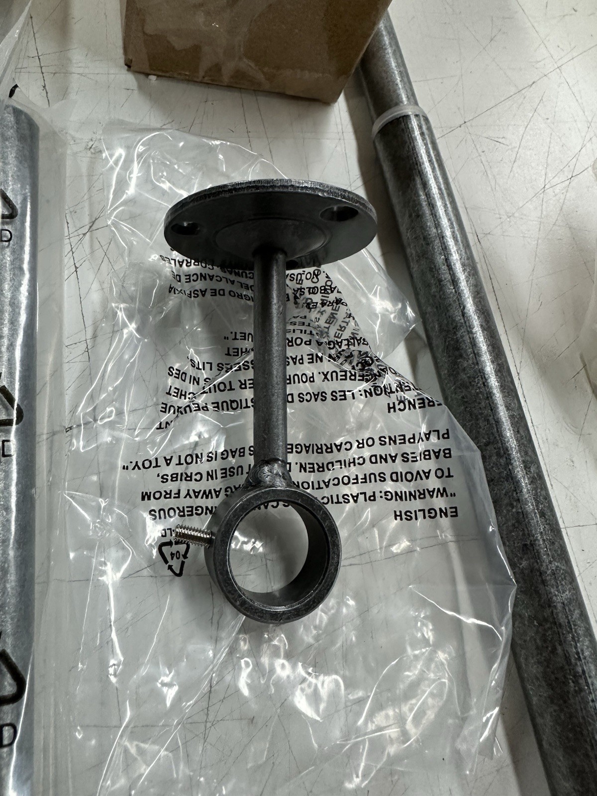 Pottery Barn Cast Iron Pewter Drapery Rod 60-108″ .75 Wall Bracket NO FINIAL
