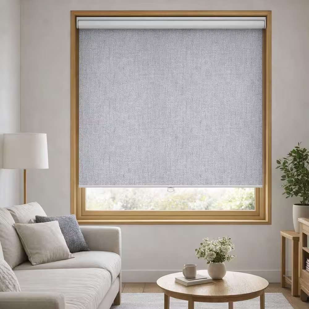 Grey Cordless Uv-Protection Polyester Blackout Roller Blinds for Windows, 21 In.