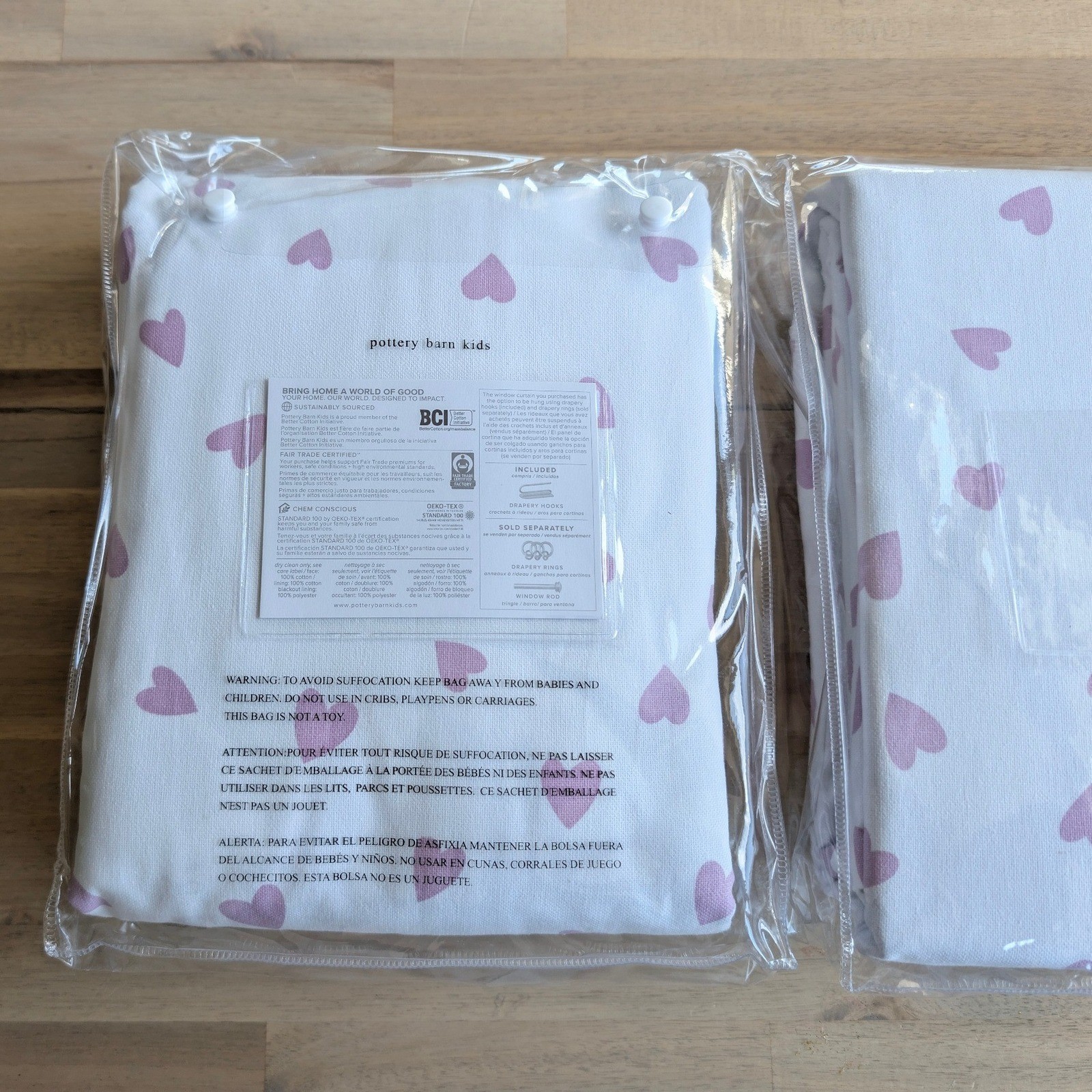 Pottery Barn Kids Printed Hearts Blackout Curtain 96″x44″ NEW
