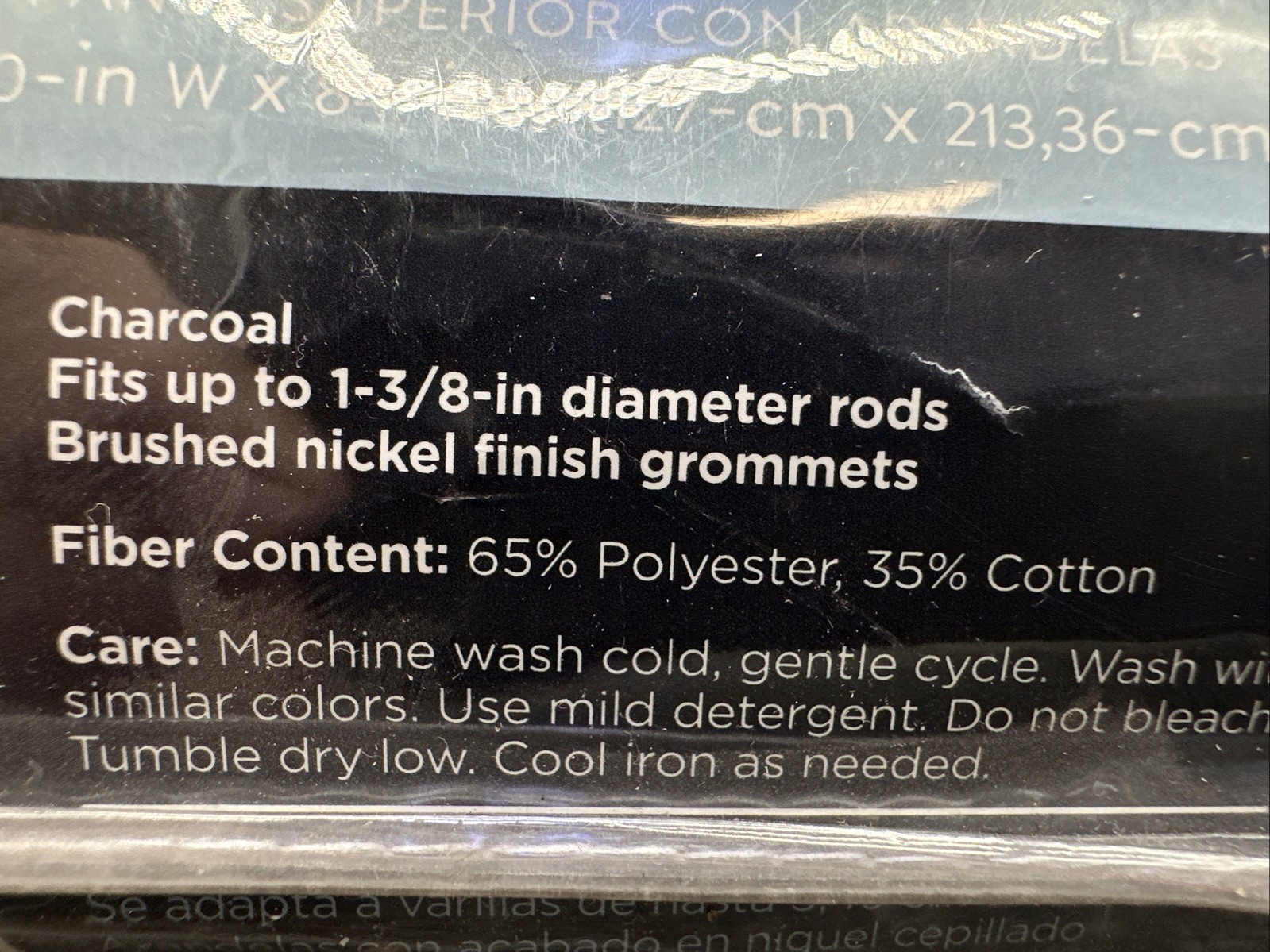 84” X 50”charcoal Light Filtering Grommet Single Curtain Panel Living Logic{E8}