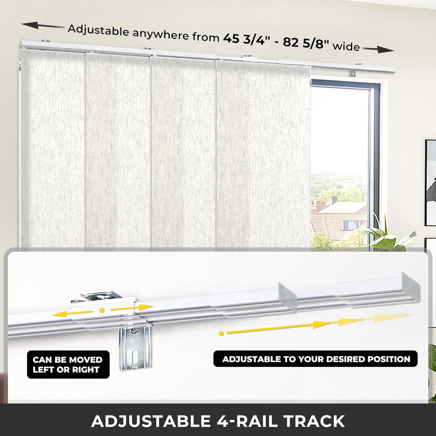 Panel Track Blinds for Sliding Doors, Light Filtering Linen | Extendable Track