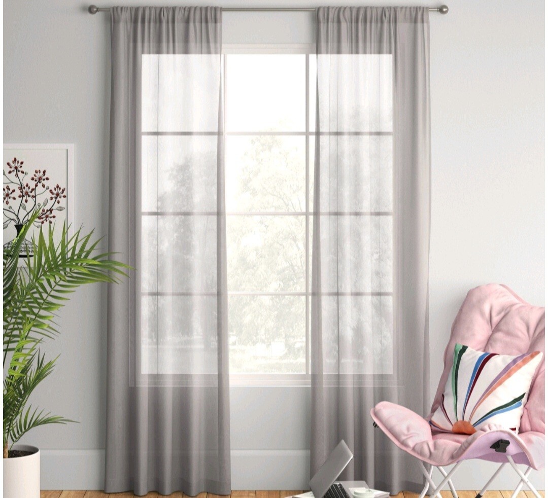 NEW, 6 Pack Room Essentials Gray Sheer Lightweight Window Curtain Panel 60″x 84″