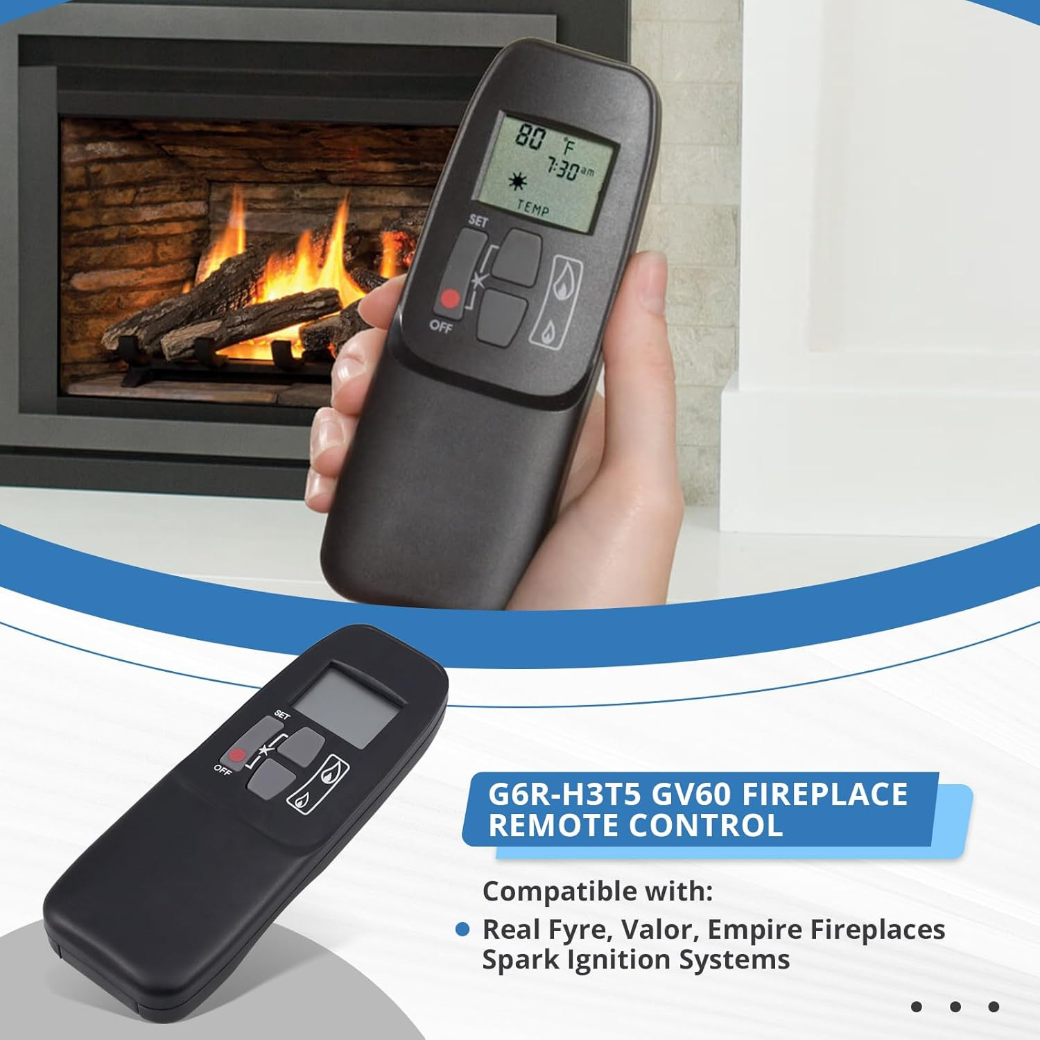 G6R-H3T5 GV60 Remote for Real Fyre, Valor & Empire Fireplace Systems