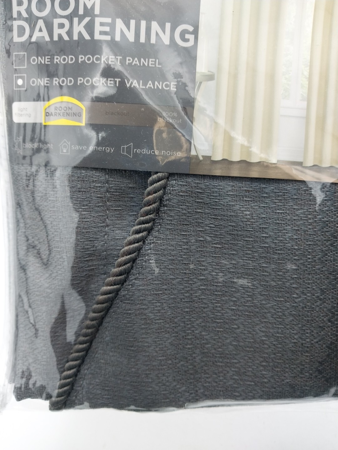 Eclipse One Rod Pocket Valance Canova Charcoal 42in x 21 in L
