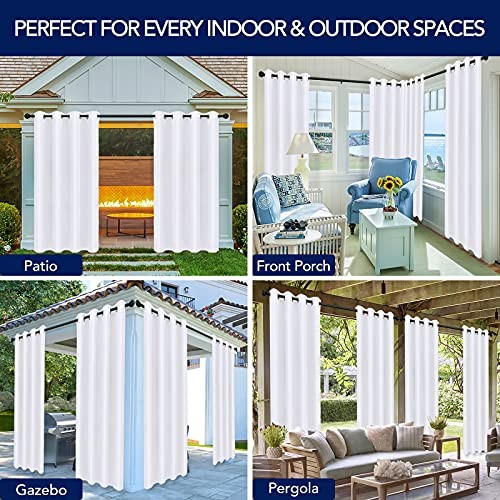 Outdoor Curtains for Patio Waterproof 52″W x 84″L (Pack of 1) White