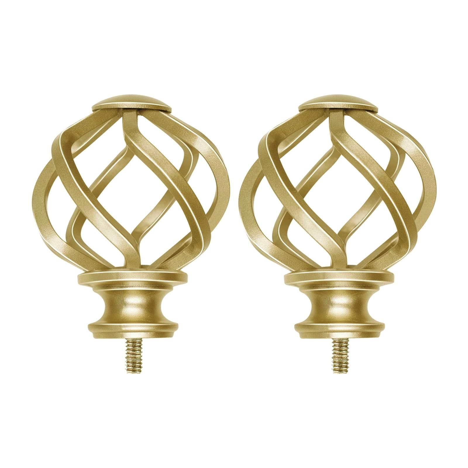 KAMANINA Replacement Finials for 1 or 7/8 Inch Curtain rods, Twisted Cage, 2pcs