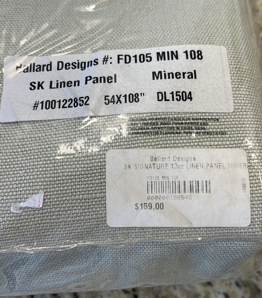 Ballard Designs Suzanne Kasler Signature 13oz Linen Drapery Panel in Mineral