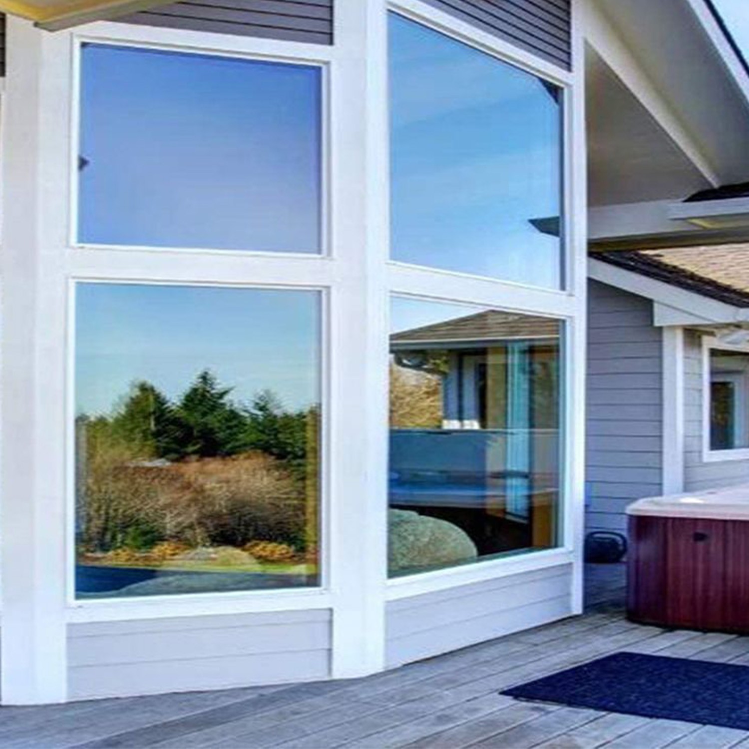 Daytime Privacy Protection Tint One Way Mirror Window Film Blue Heat Insulation