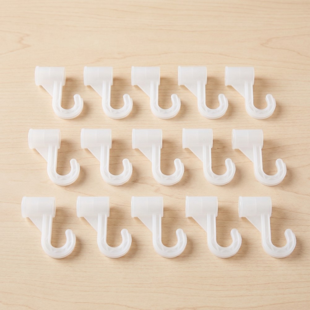 15Pcs Plastic Closet Hanging Rod Support Hooks White for Wardrobe Organization