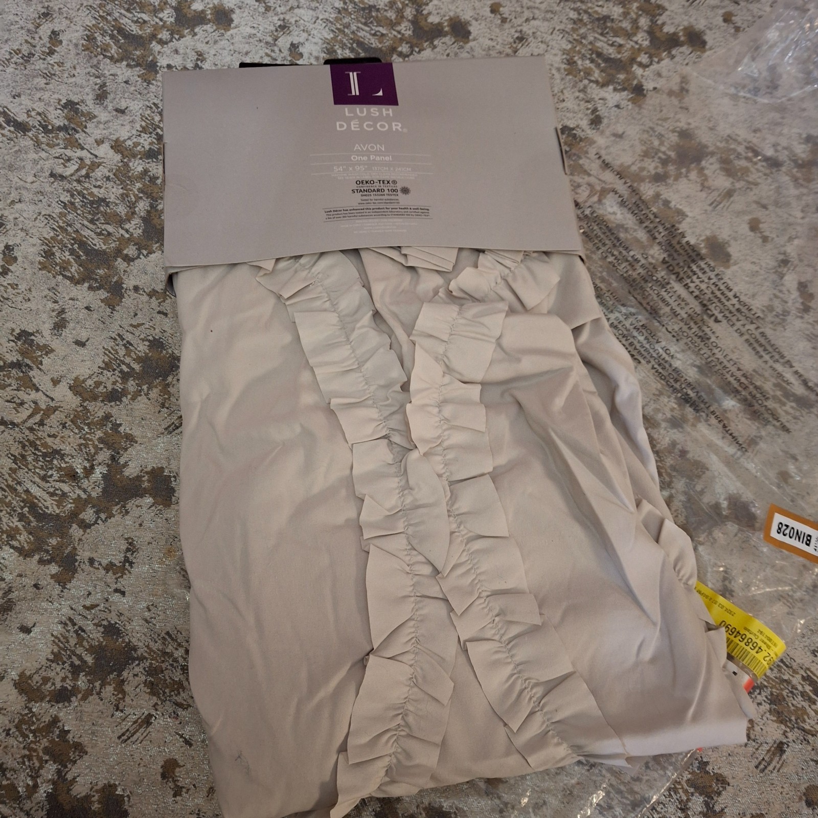 Lush Decor Avon Window Curtain Panel 54″ x 95″ Light Gray Ruffle Rod Pocket
