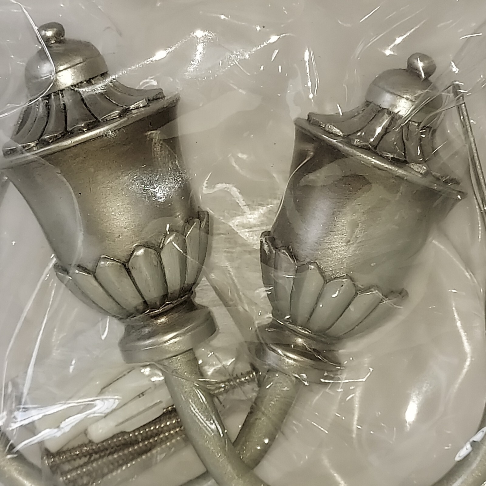 Graber Set Of 2 Nickel Silver Color Empire Curtain Drapes Holdbacks NEW Holders