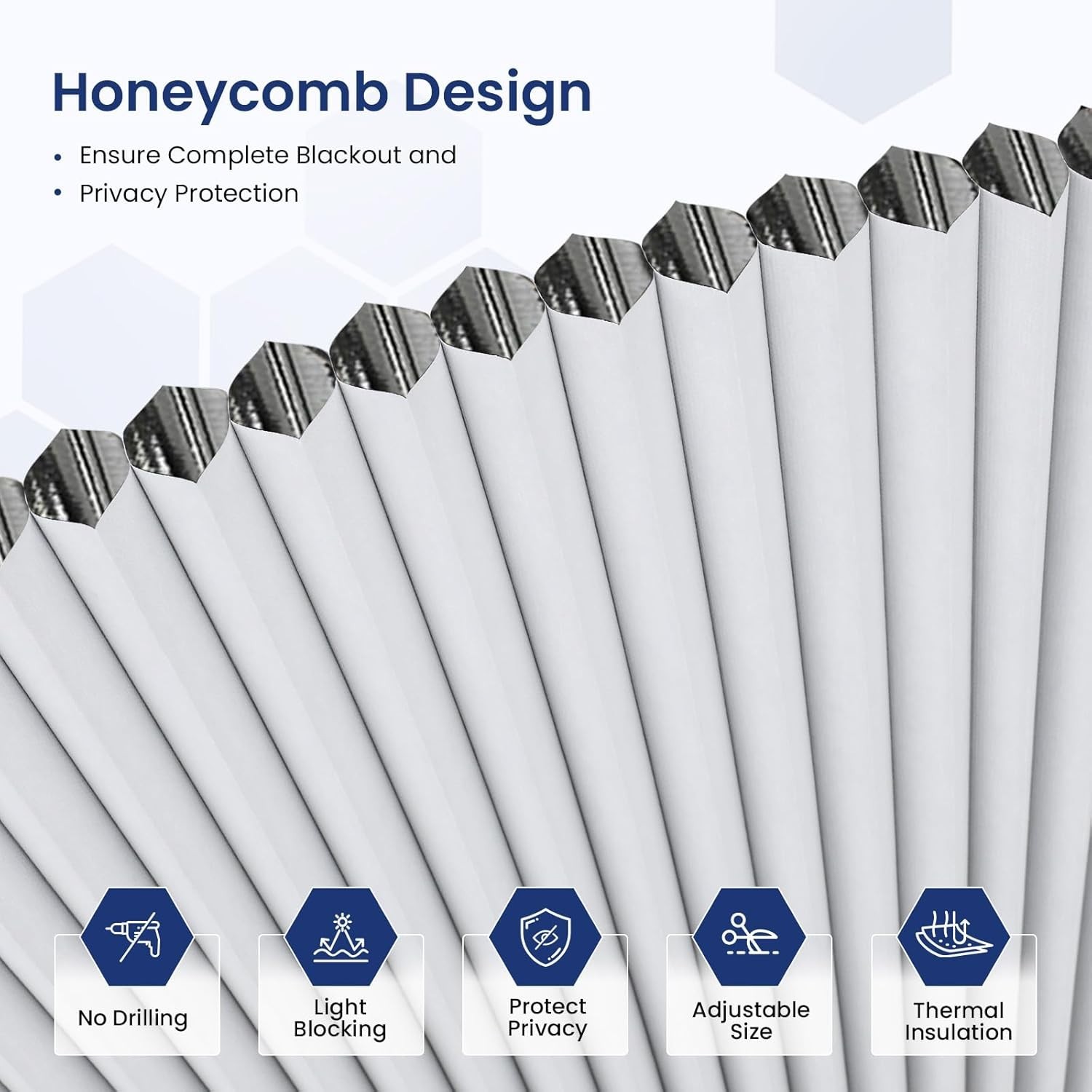 Blackout Window Shades Honeycomb Blinds for Half Circle Windows 24×48 White